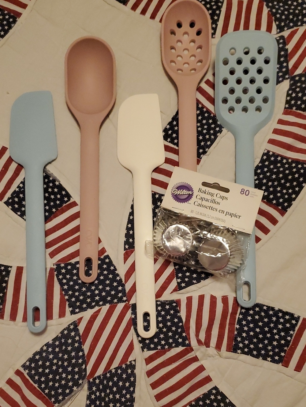 Pastel Silicone Baking Tool Set in Blue, Pink & White